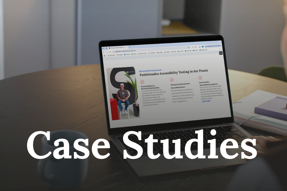 Laptop mit geöffneter Appmatics Seite und Schrift: Case Studies